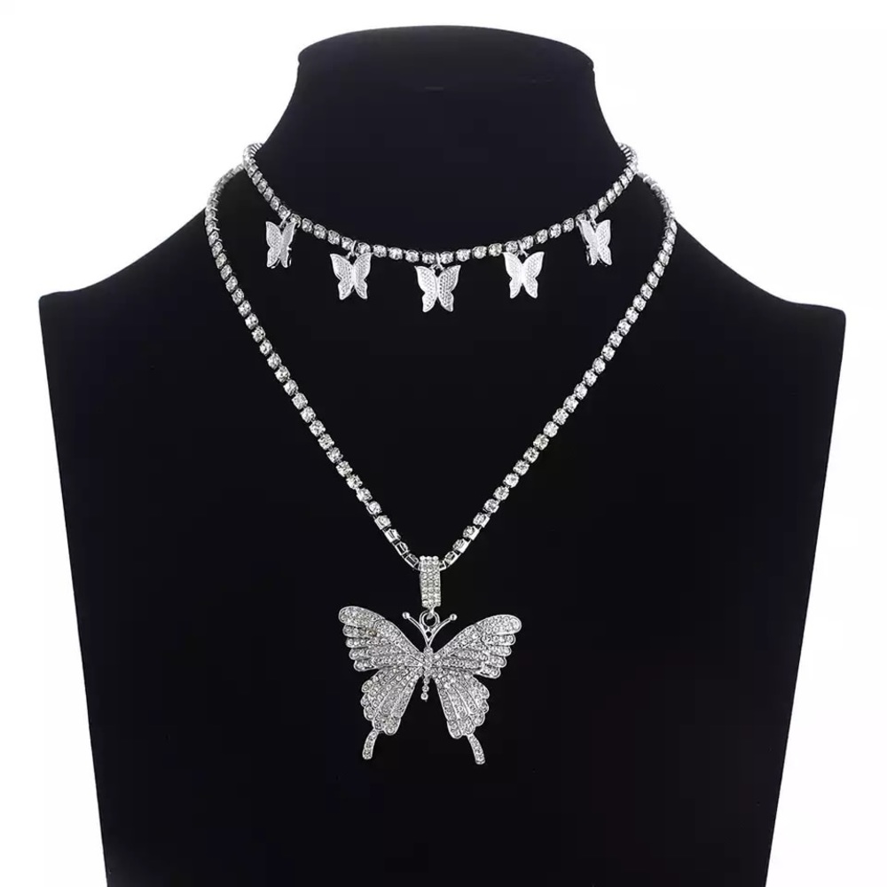 Silver butterfly necklace